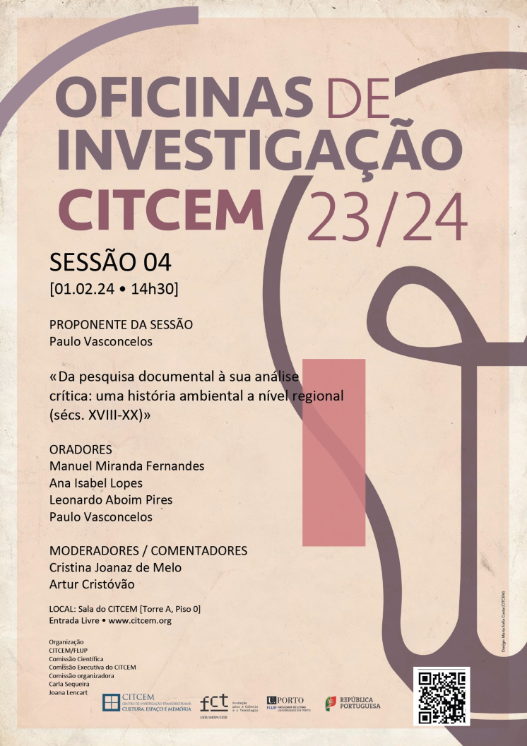 Oficinas CITCEM: "Da pesquisa documental à sua análise crítica: uma história ambiental a nível regional (sécs. XVIII-XX)"